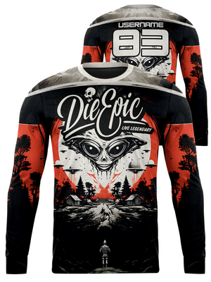 Die Epic Alien Invasion Multicolor Custom Long Sleeve Jersey