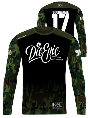 Die Epic Faded Military Camo Custom Long Sleeve Jersey