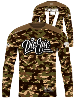 Die Epic Military Coyote Camo Custom Long Sleeve Jersey