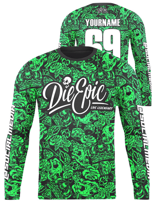 Die Epic Tattoo Flash MULTICOLOR Custom Long Sleeve Jersey