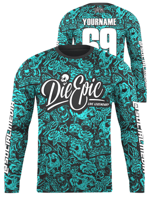 Die Epic Tattoo Flash MULTICOLOR Custom Long Sleeve Jersey