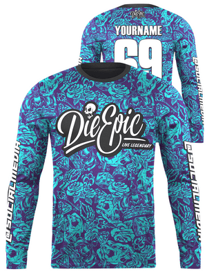 Die Epic Tattoo Flash MULTICOLOR Custom Long Sleeve Jersey