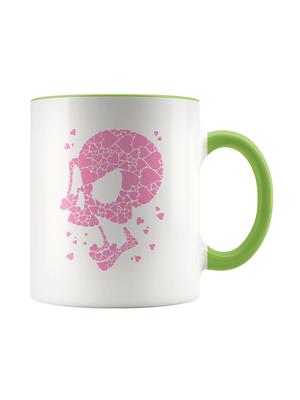 Heart Burst Red Skull Accent Mug 11oz