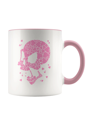 Heart Burst Red Skull Accent Mug 11oz