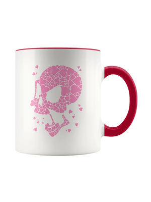Heart Burst Red Skull Accent Mug 11oz
