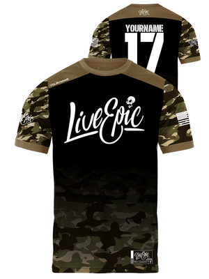 Live Epic Faded Military Coyote Camo Custom Short Sleeve Jersey