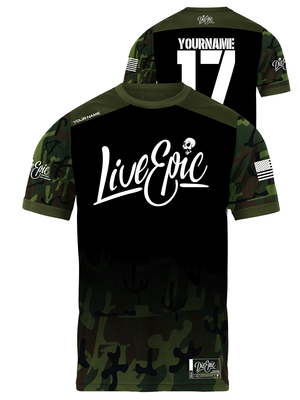 Live Epic Faded Military Camo Custom Short Sleeve Jersey