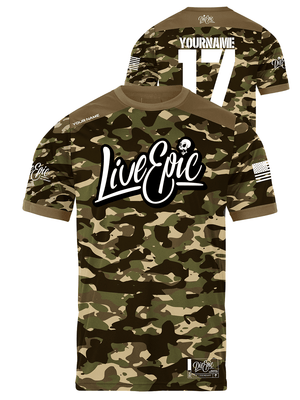 Live Epic Military Coyote Camo Custom Short Sleeve Jersey