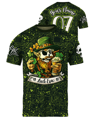 Luck Epic Saint Patrick's Skull Custom Short Sleeve Jersey