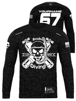 Scuba Diving Skull Camo Custom Long Sleeve Jersey