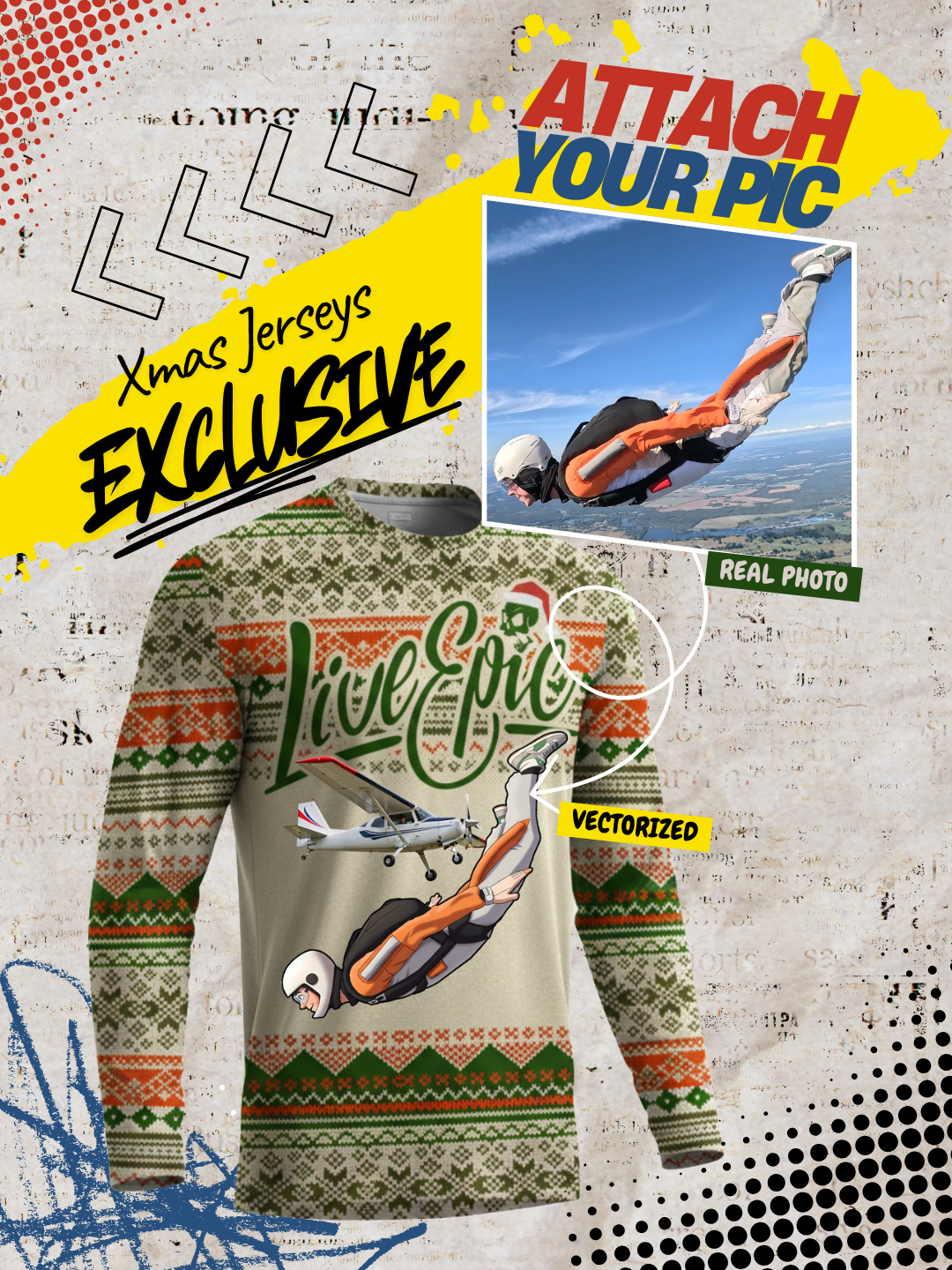 Live Epic Snowfade Xmas Custom Long Sleeve Jersey