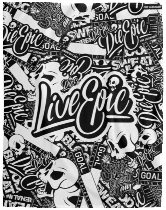 [USA ONLY] Live Epic Sticker Bomb Cozy Plush Fleece Blanket - 60x80