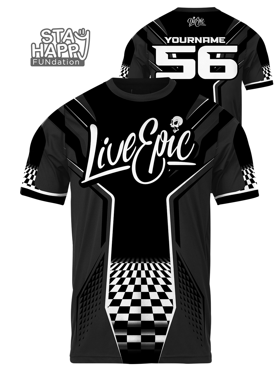 [STAY HAPPY CHARITY] Live Epic Grid Custom Short Sleeve Jersey