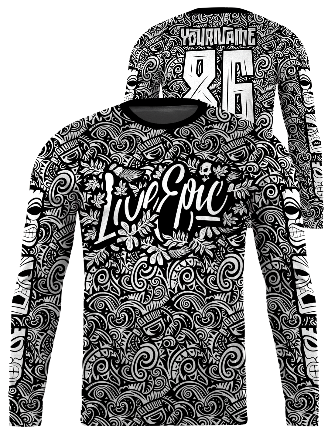 [MAUI UNITED WAY CHARITY] Live Epic Hawaii Tribal Custom Long Sleeve Jersey