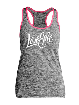 Live Epic Gray and Pink Ladies Racerback