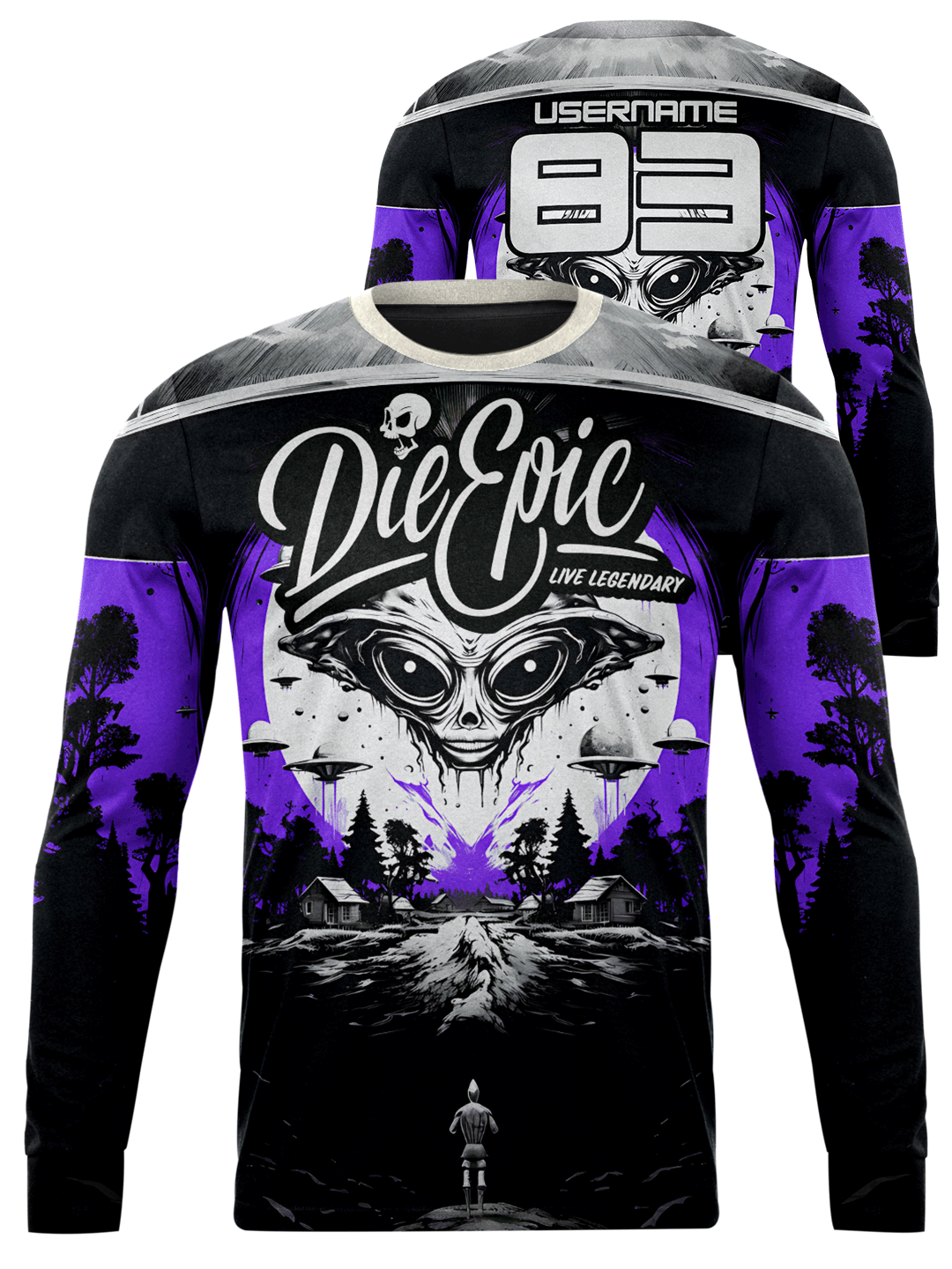 Die Epic Alien Invasion Multicolor Custom Long Sleeve Jersey