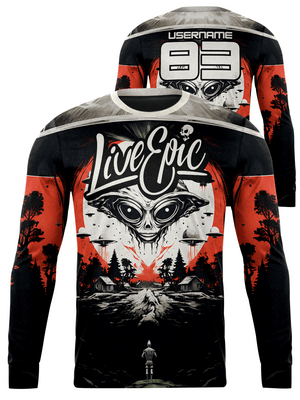 Live Epic Alien Invasion Multicolor Custom Long Sleeve Jersey