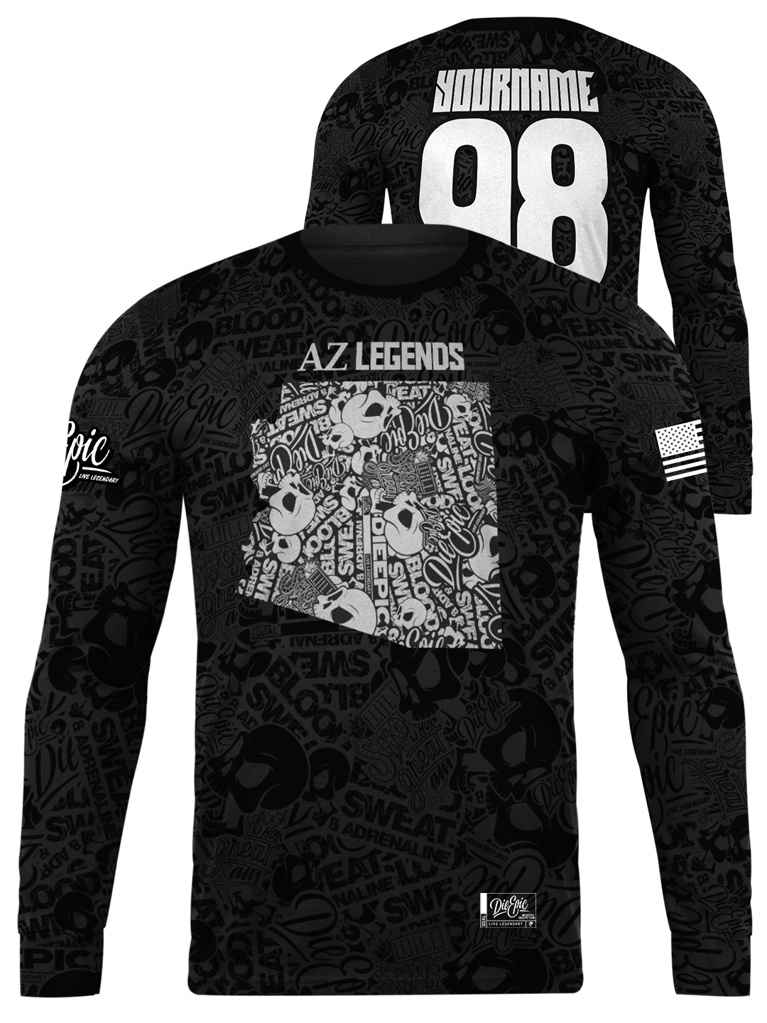 Country State Legends Sticker Camo Custom Long Sleeve Jersey