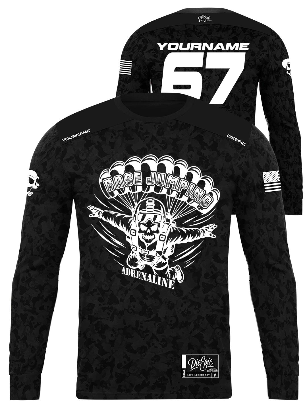 Base Jumping Skull Camo Custom Long Sleeve Jersey