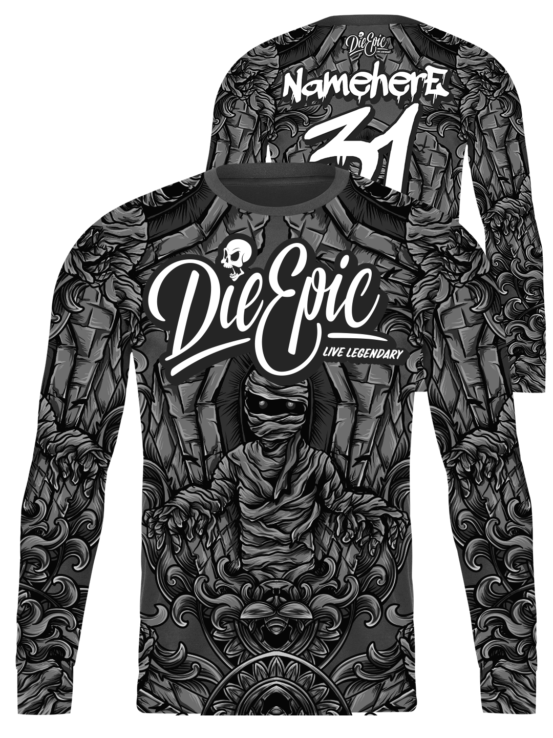 Die Epic Mummy Multicolor Custom Long Sleeve Jersey