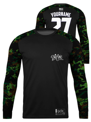 Die Epic Green Camo Mission Ready Custom Long Sleeve Jersey