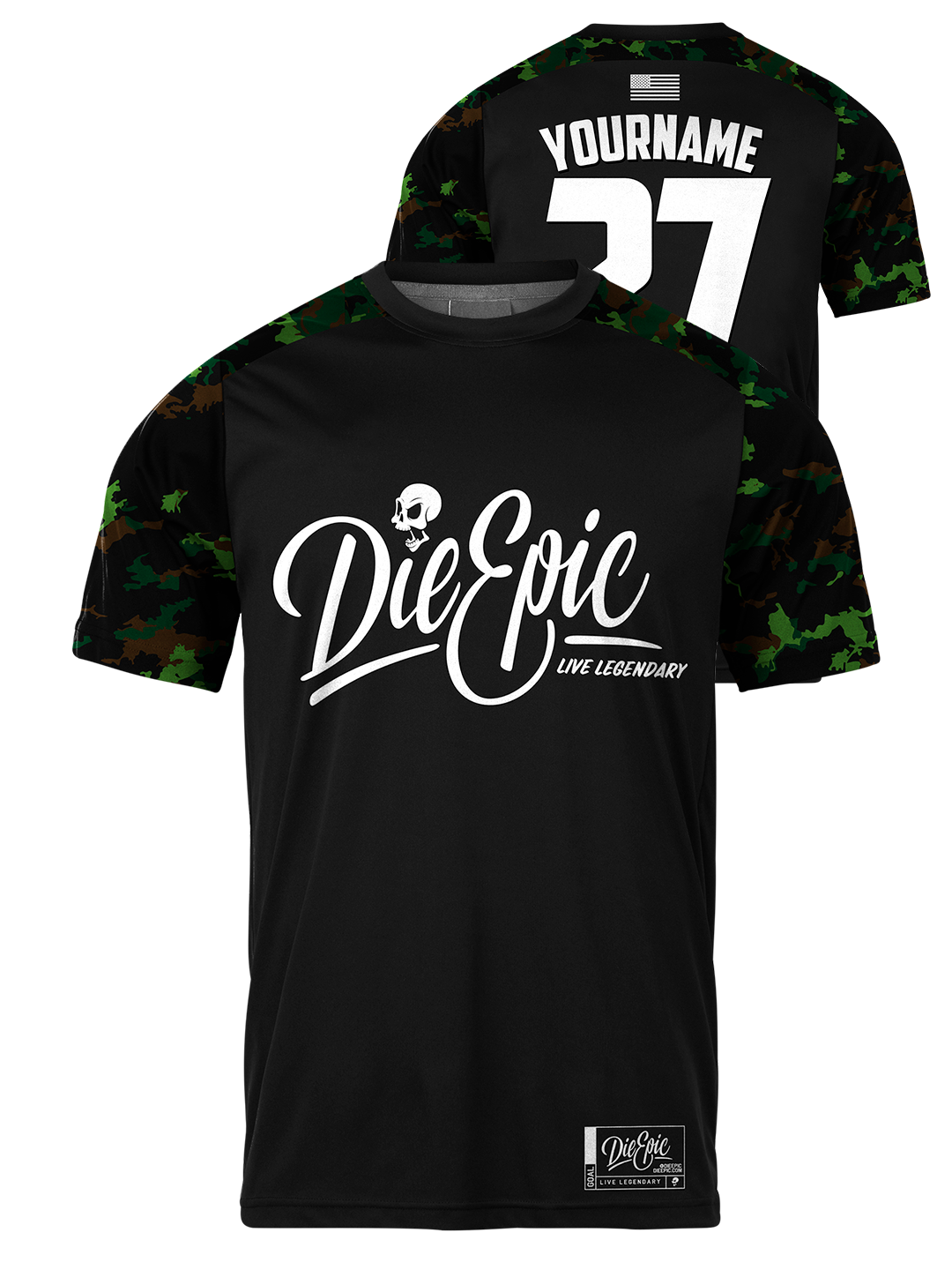 Die Epic Green Camo Mission Ready Custom Short Sleeve Jersey