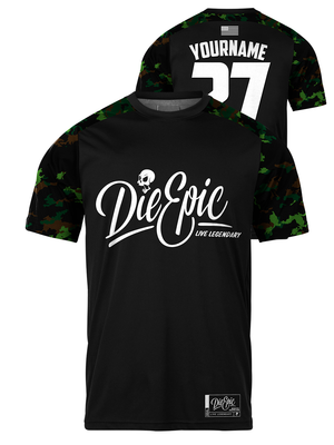 Die Epic Green Camo Mission Ready Custom Short Sleeve Jersey