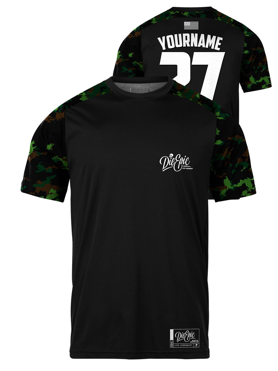 Die Epic Green Camo Mission Ready Custom Short Sleeve Jersey