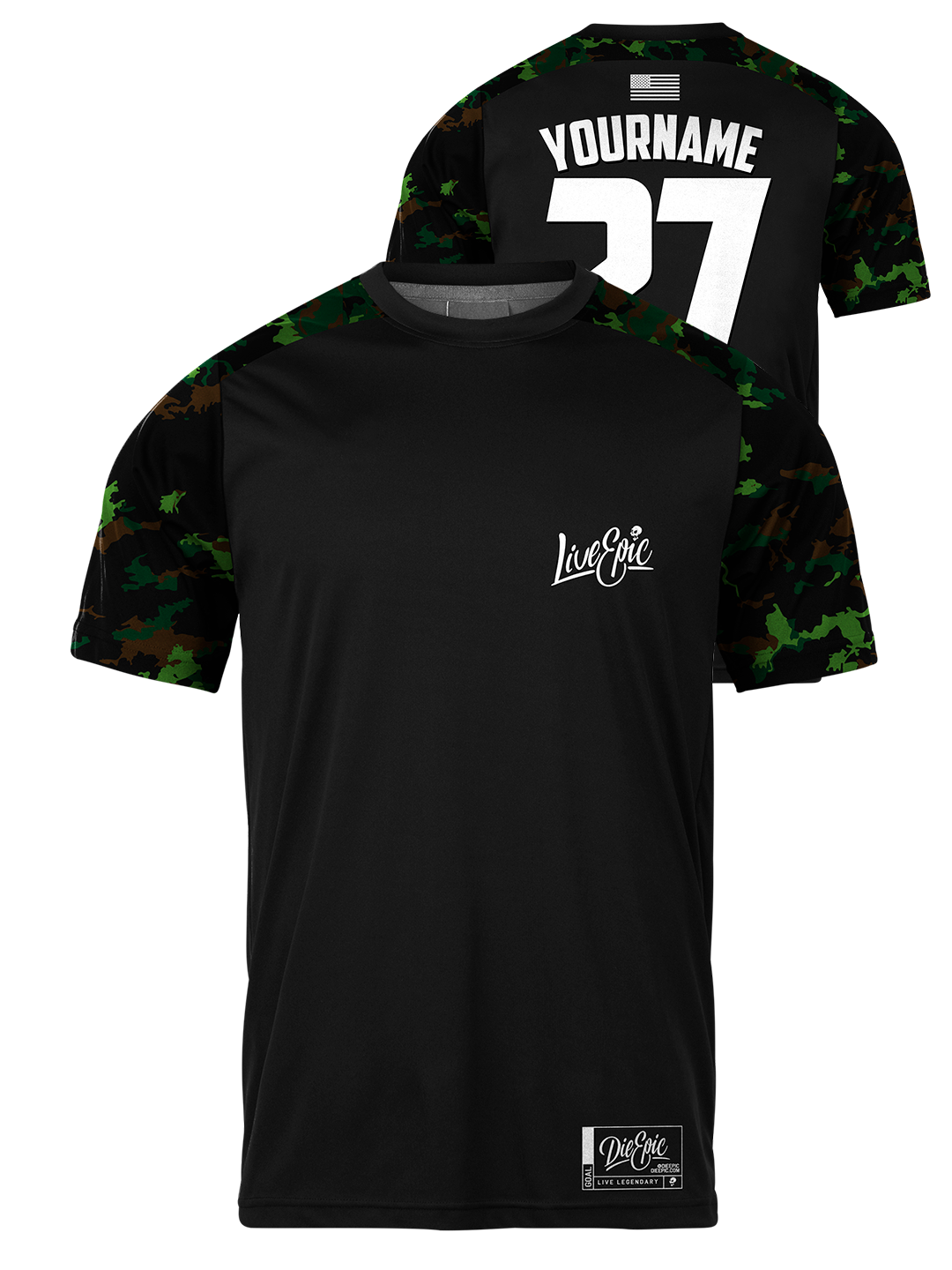 Live Epic Green Camo Mission Ready Custom Short Sleeve Jersey