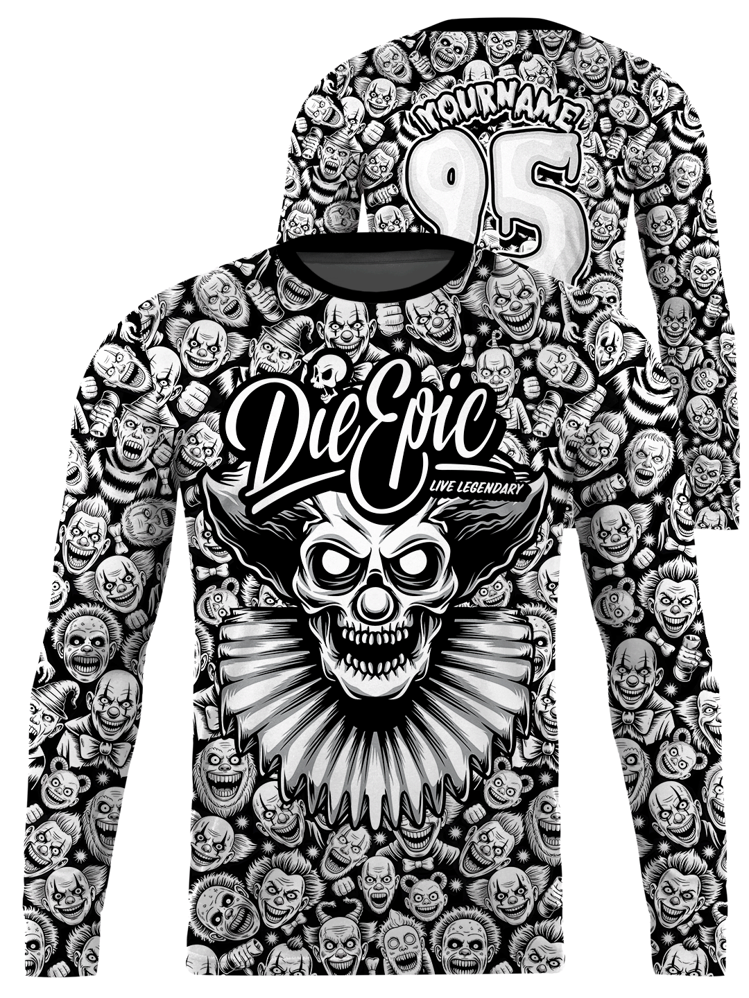 Die Epic Creepy Clown Custom Long Sleeve Jersey