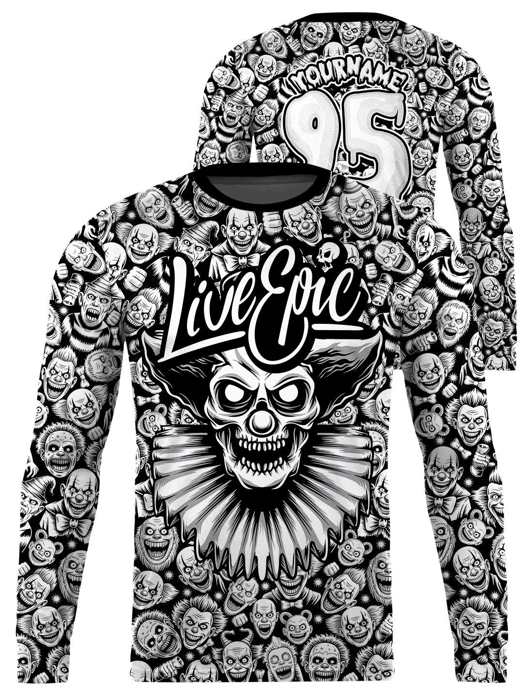 Live Epic Creepy Clown Custom Long Sleeve Jersey