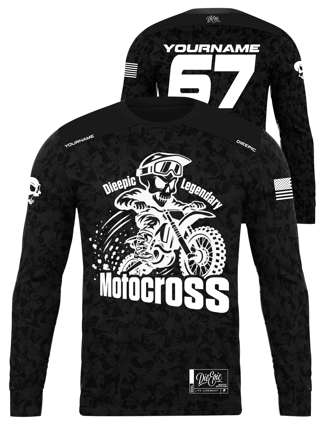 Motorcross Skull Camo Custom Long Sleeve Jersey
