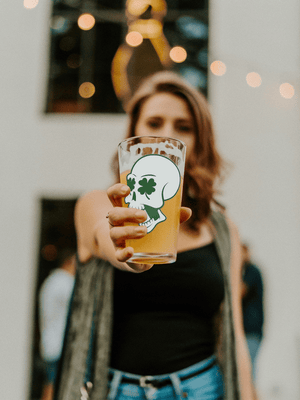 St. Patrick's Skull Beer Pint Glass 16oz