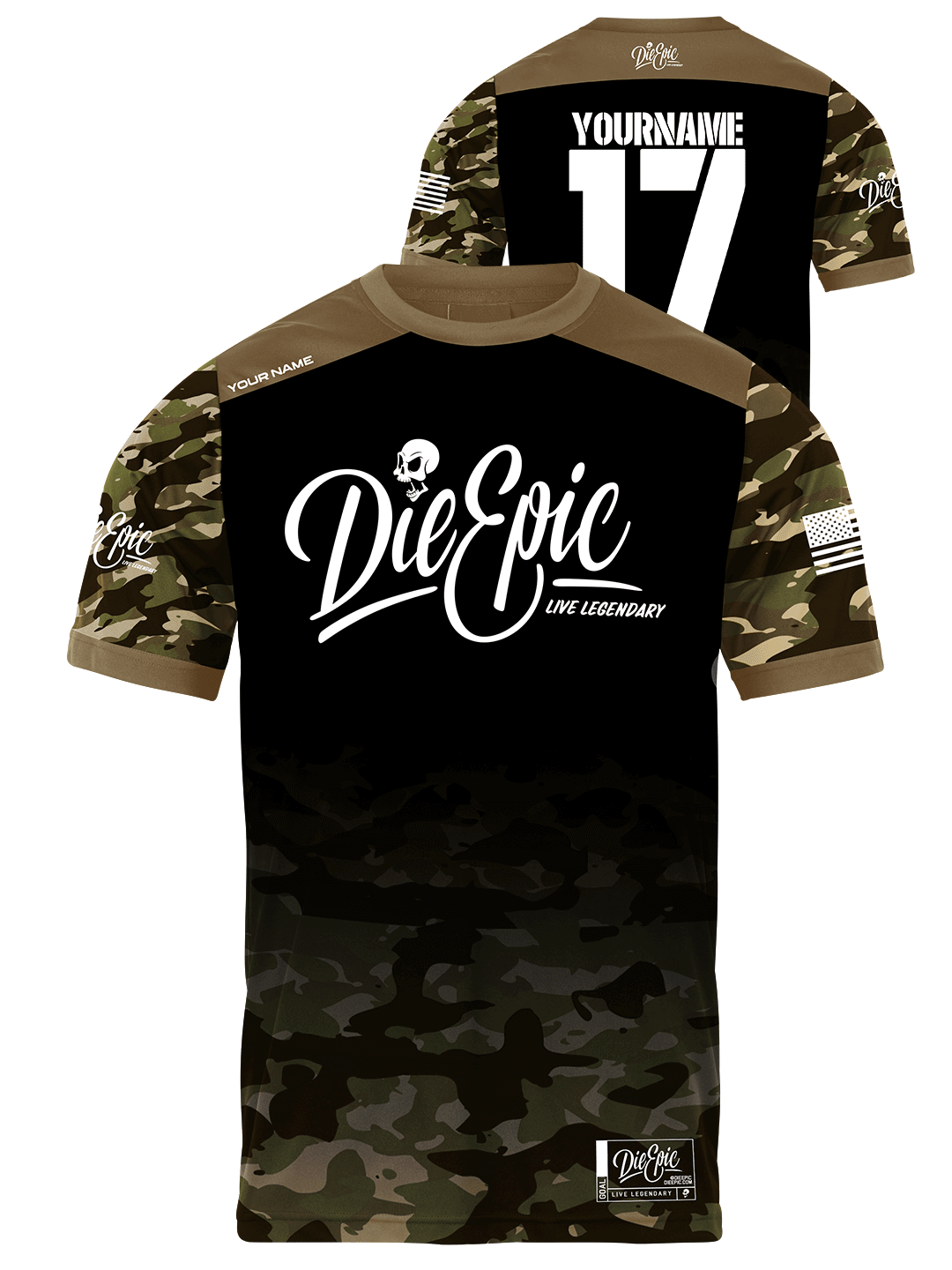 Die Epic Faded Military Coyote Camo Custom Short Sleeve Jersey - Die Epic®  Live Legendary Epic Clothing