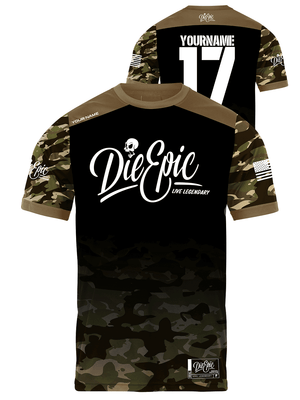 Die Epic Faded Military Coyote Camo Custom Short Sleeve Jersey