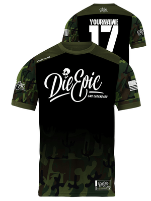 Die Epic Faded Military Camo Custom Short Sleeve Jersey