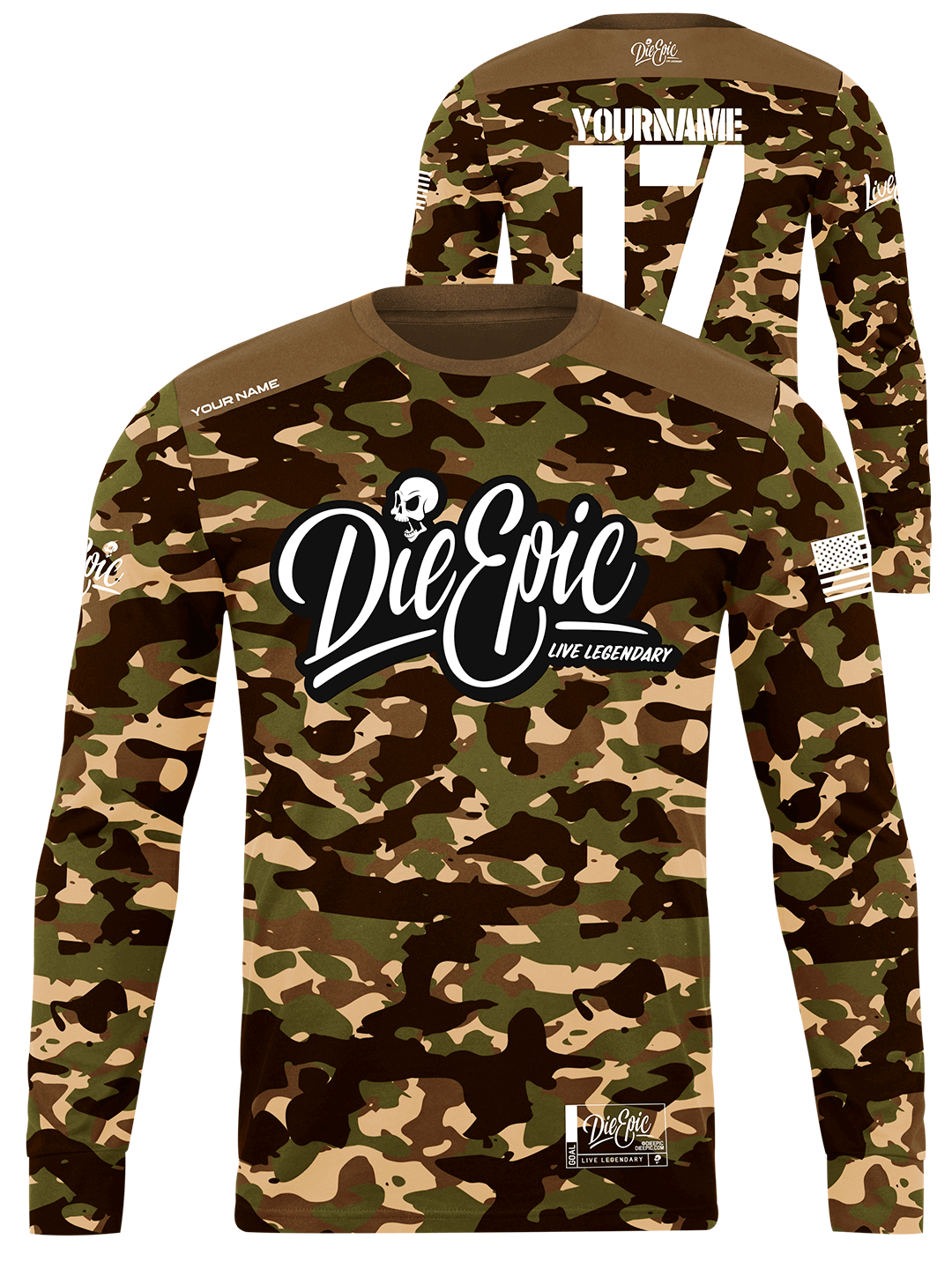 Die Epic Military Coyote Camo Custom Long Sleeve Jersey