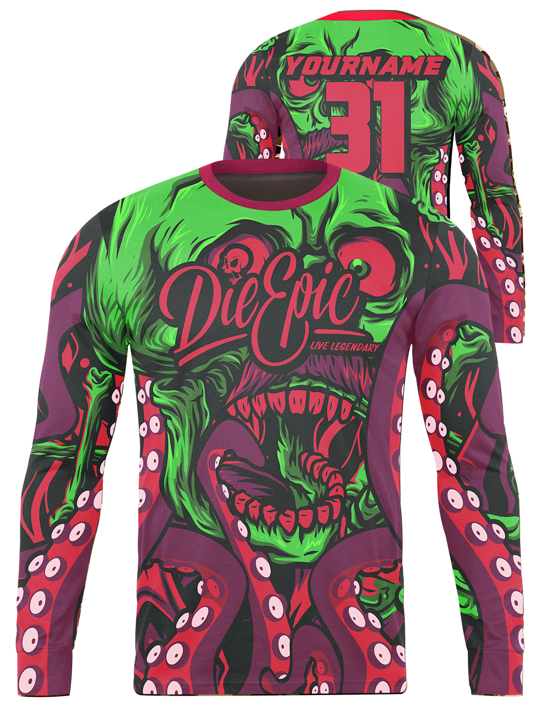 Die Epic Octopus Custom Long Sleeve Jersey