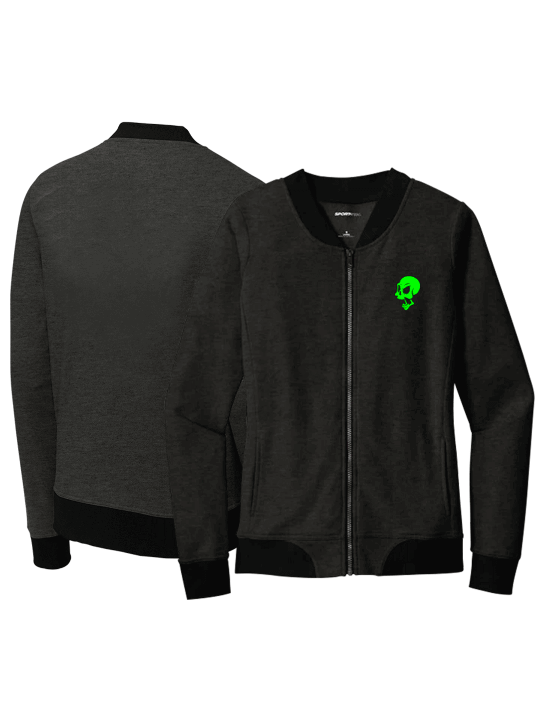 Full Zip Men Skull Embroidery Bomber