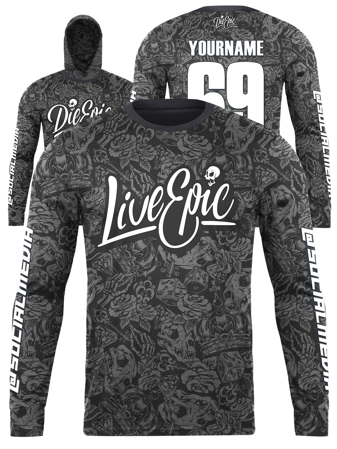Live Epic Tattoo Flash MULTICOLOR Custom Long Sleeve Jersey