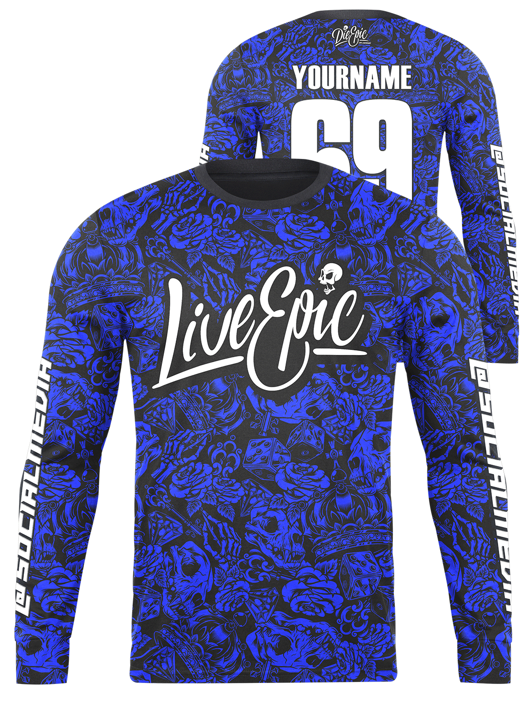 Live Epic Tattoo Flash MULTICOLOR Custom Long Sleeve Jersey