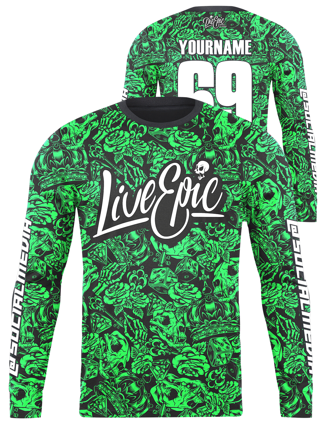 Live Epic Tattoo Flash MULTICOLOR Custom Long Sleeve Jersey