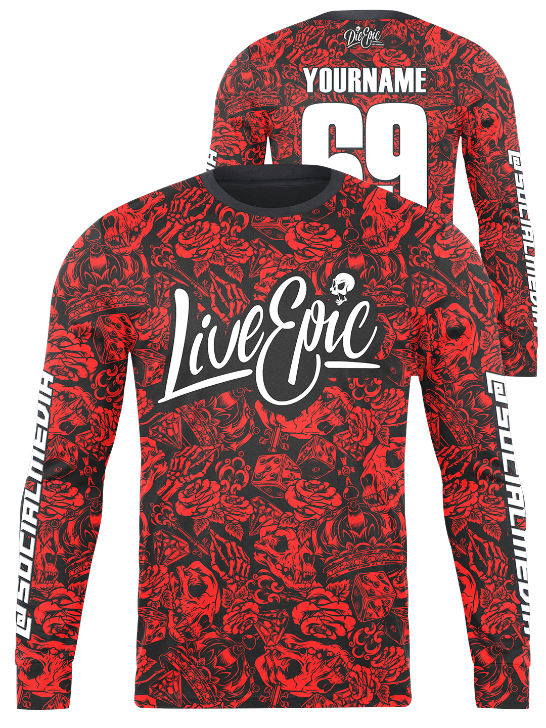Live Epic Tattoo Flash MULTICOLOR Custom Long Sleeve Jersey