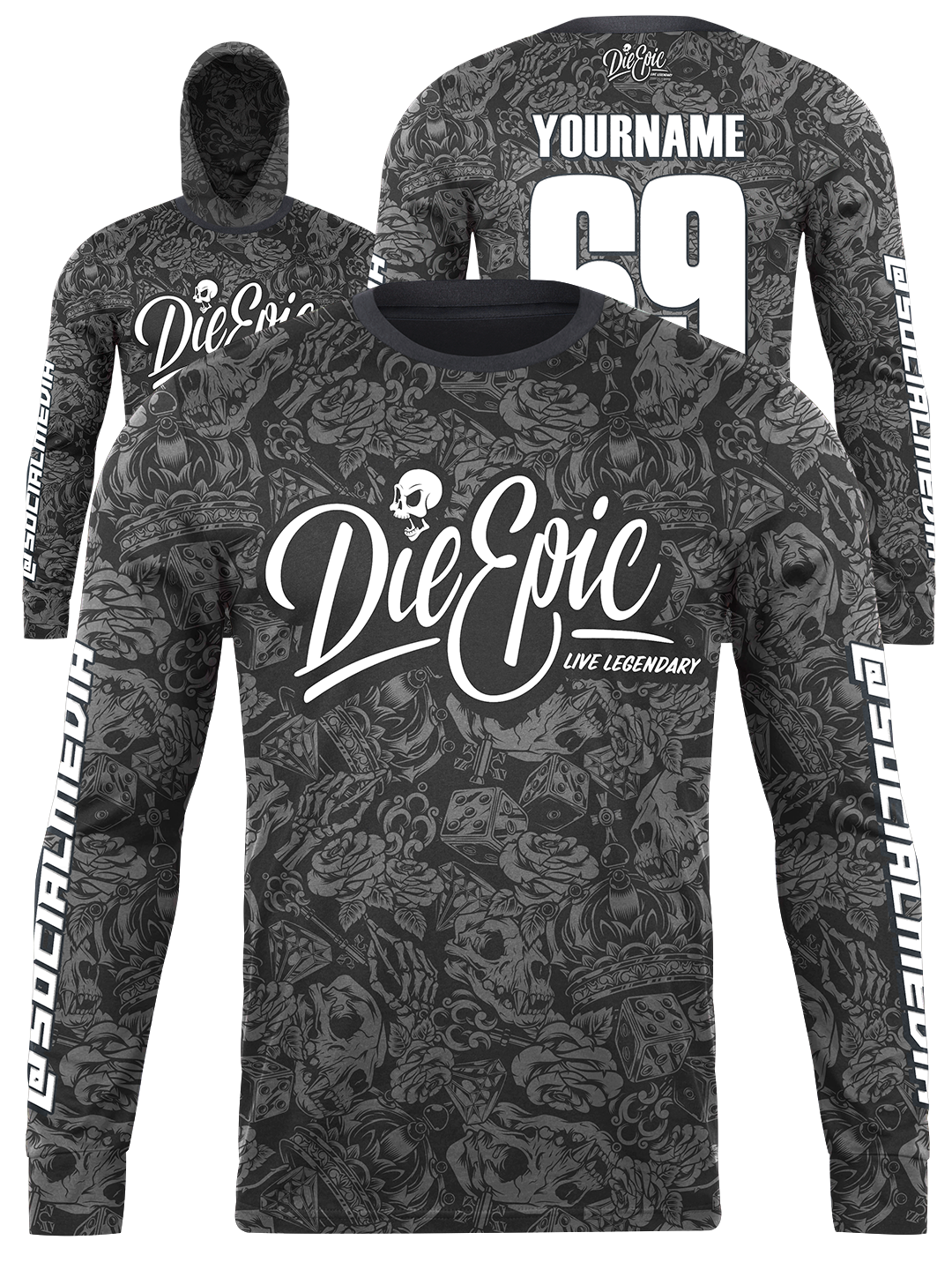 Die Epic Tattoo Flash MULTICOLOR Custom Long Sleeve Jersey