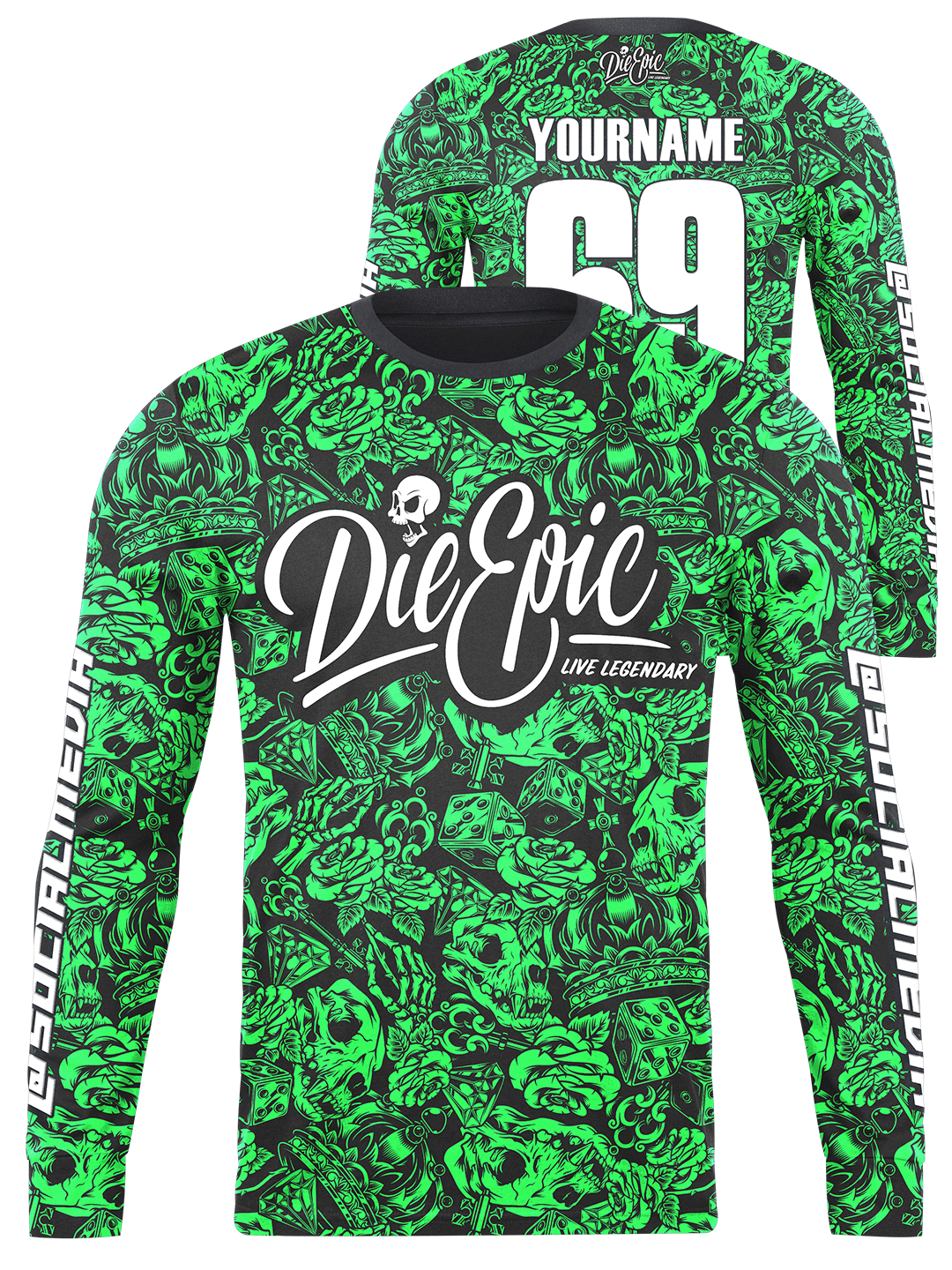 Die Epic Tattoo Flash MULTICOLOR Custom Long Sleeve Jersey