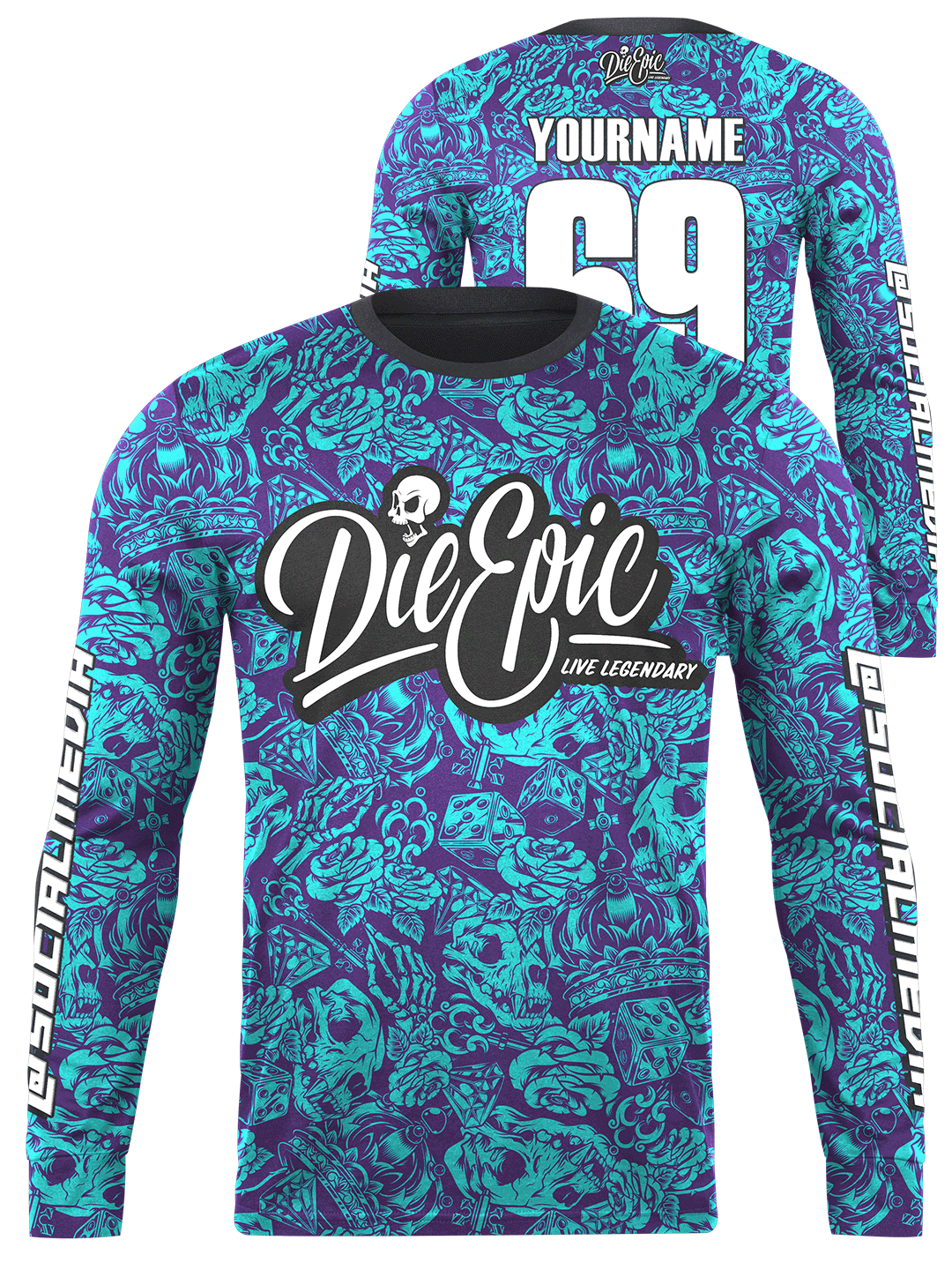Die Epic Tattoo Flash MULTICOLOR Custom Long Sleeve Jersey