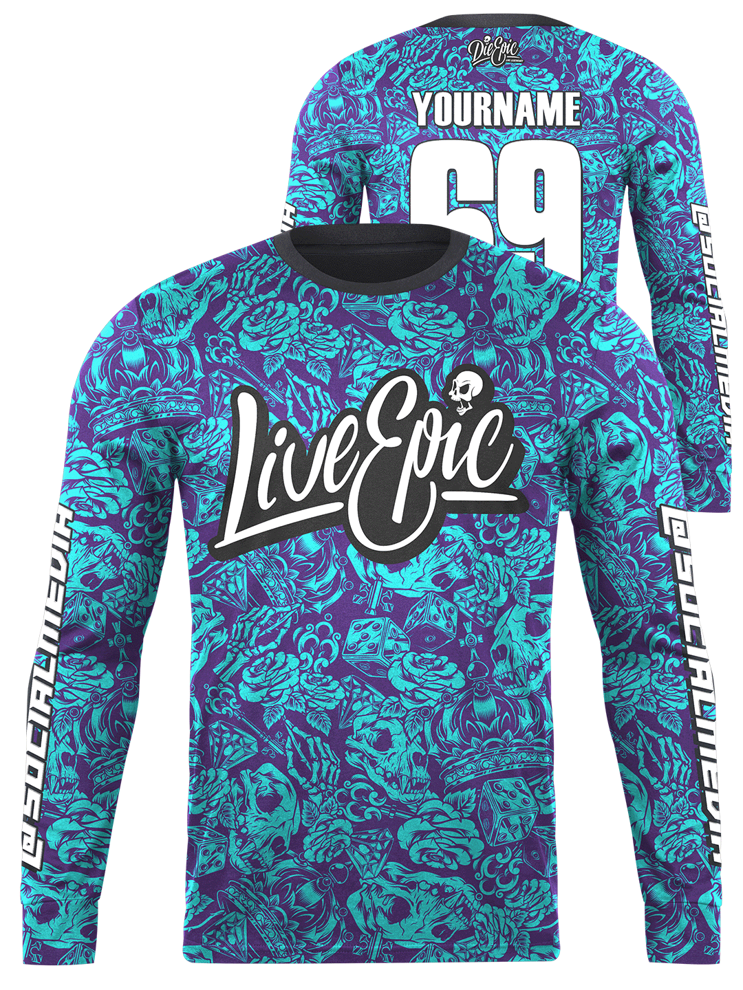 Live Epic Tattoo Flash MULTICOLOR Custom Long Sleeve Jersey