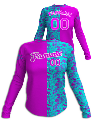 Live Epic Women Hawaiian Slugger Custom Long Sleeve Jersey  [Simulated Buttons]