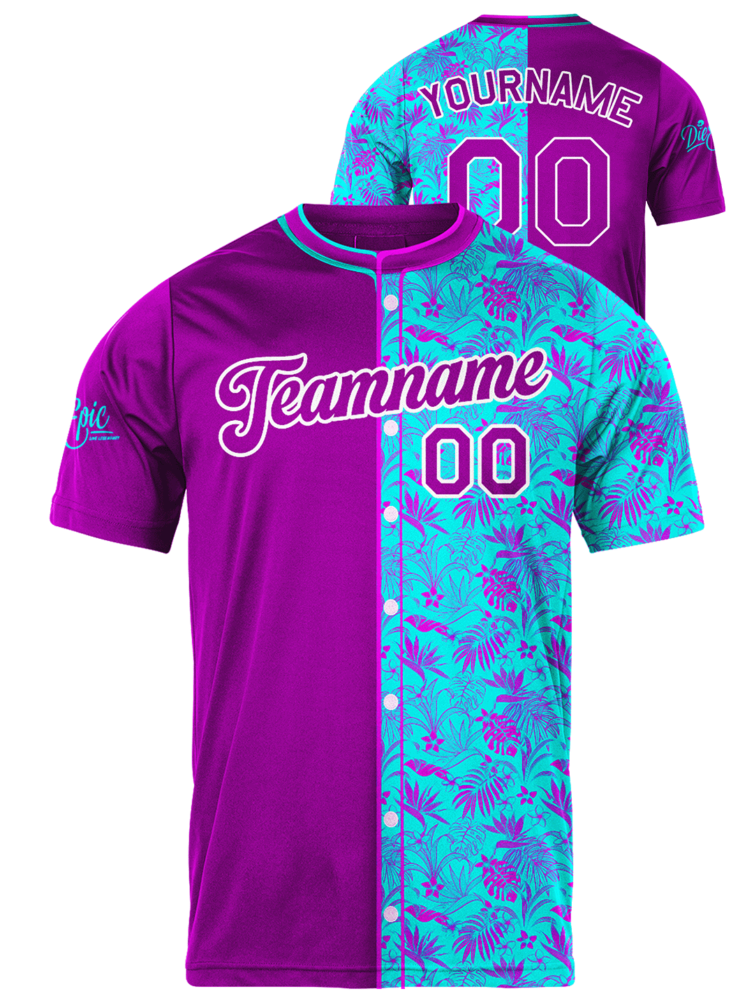 Die Epic Hawaiian Slugger Custom Short Sleeve Jersey  [Simulated Buttons]