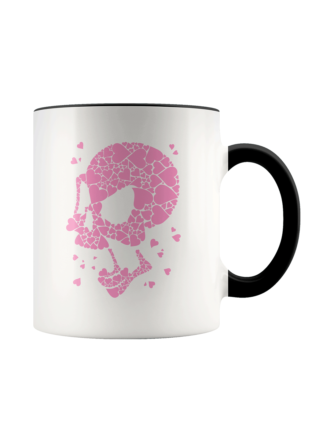 Heart Burst Red Skull Accent Mug 11oz